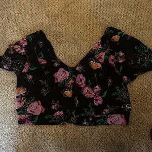 Floral Black and Pink Women's Blouse